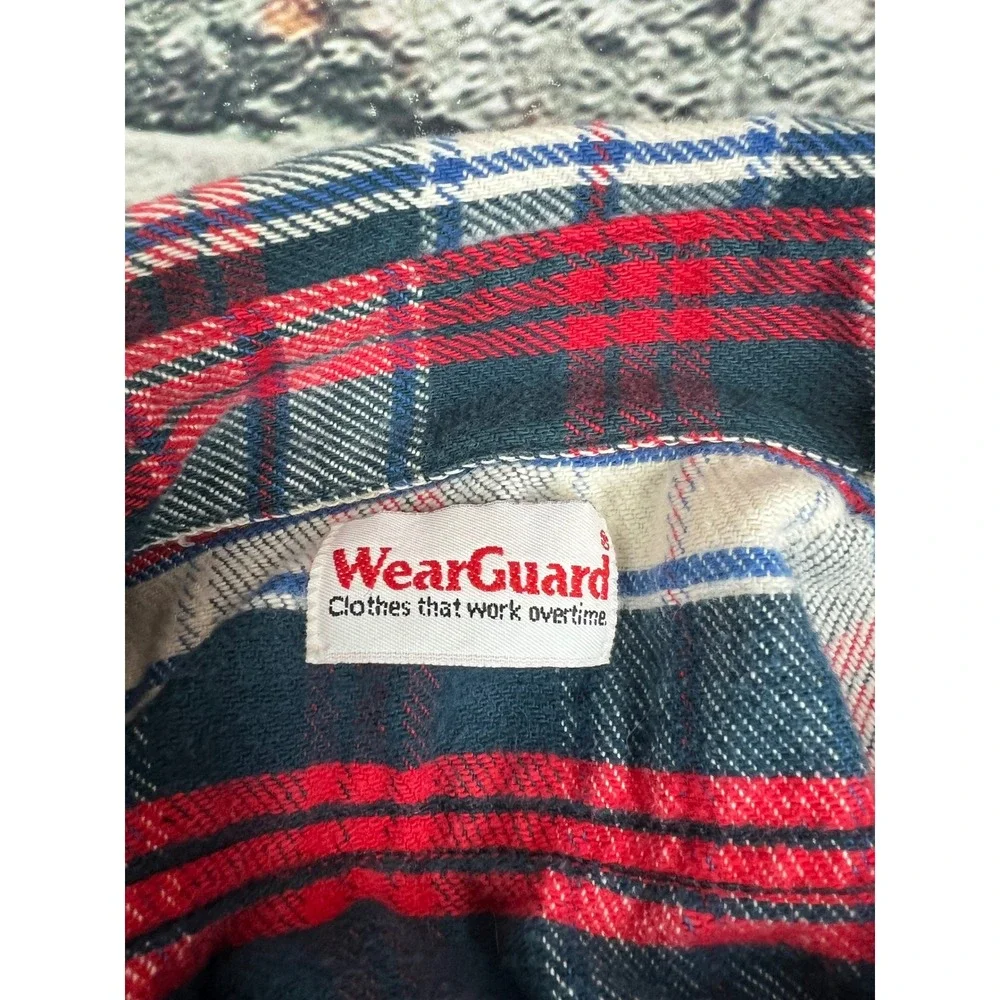 Vintage WearGuard Mens Plaid Flannel Shirt Button Up Red‎ Blue White